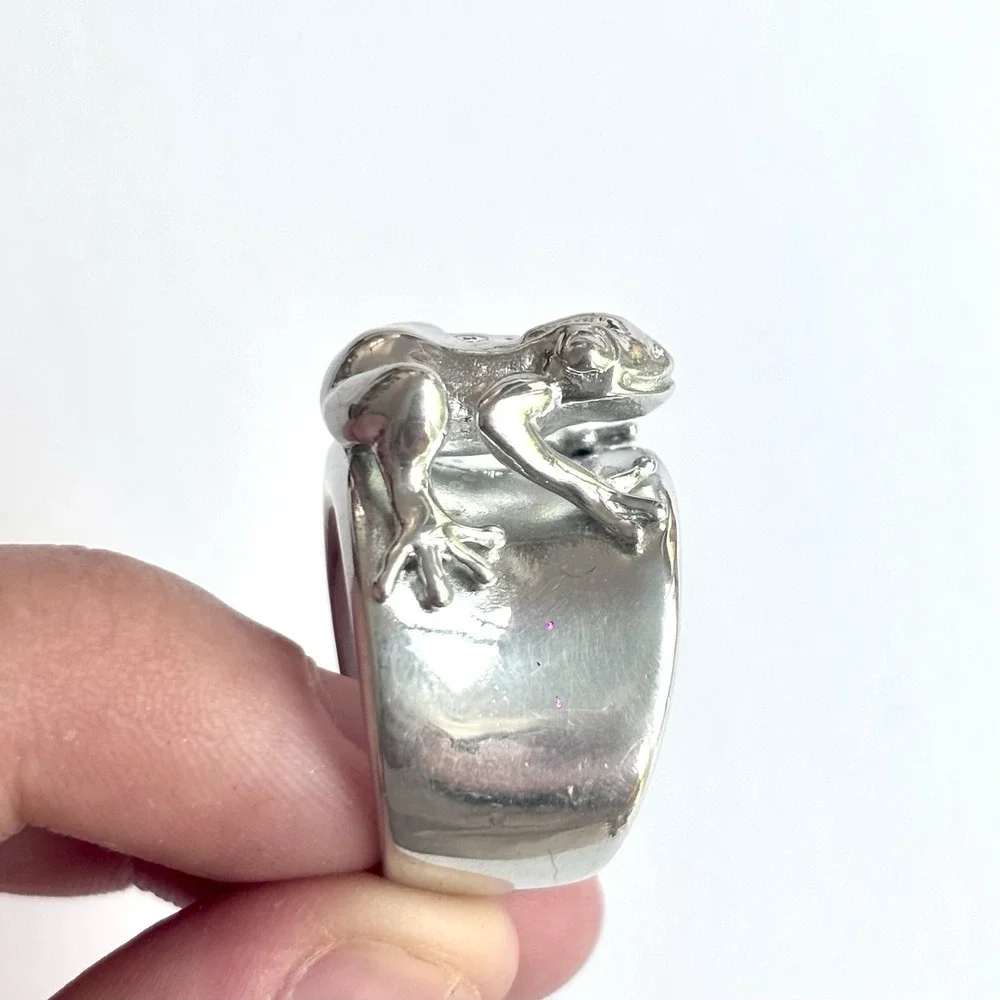 Tree Frog Ring Band Sz 7 Aluminum Arthur Court Discontinued Jewelry